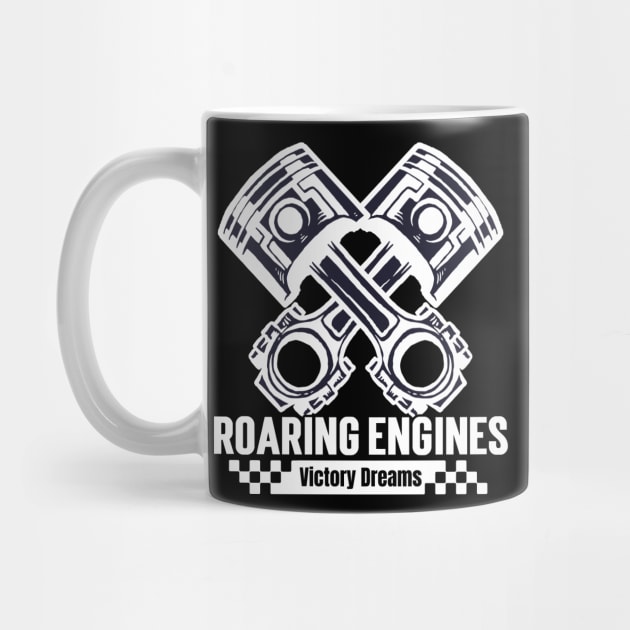 Roaring Engines Victory Dreams Piston Rod Checker Flag Car Racing by Carantined Chao$